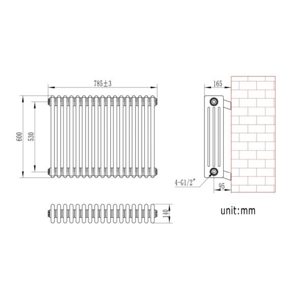 Eastbrook Rivassa 4 Column Designer Radiator White - Image 16