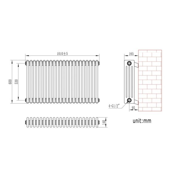 Eastbrook Rivassa 4 Column Designer Radiator White - Image 17