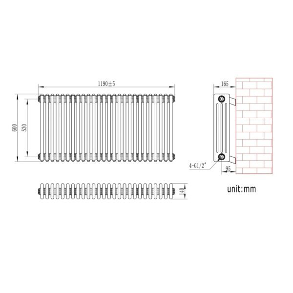 Eastbrook Rivassa 4 Column Designer Radiator White - Image 18
