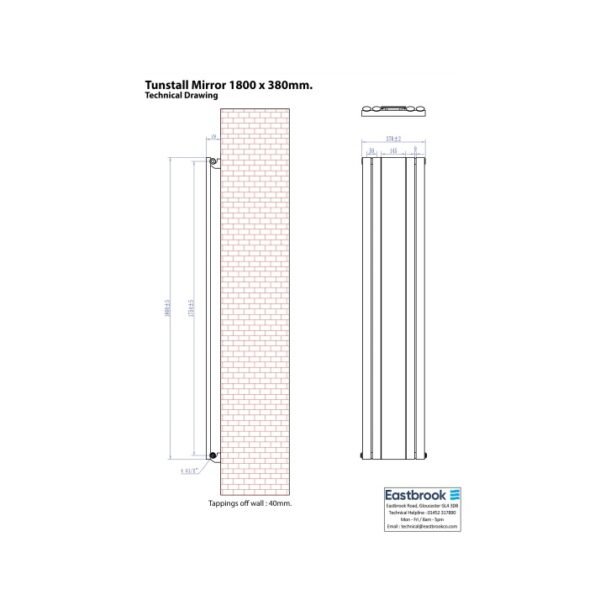 Eastbrook Tunstall Mirror Designer Radiator Matt Anthracite - Image 4