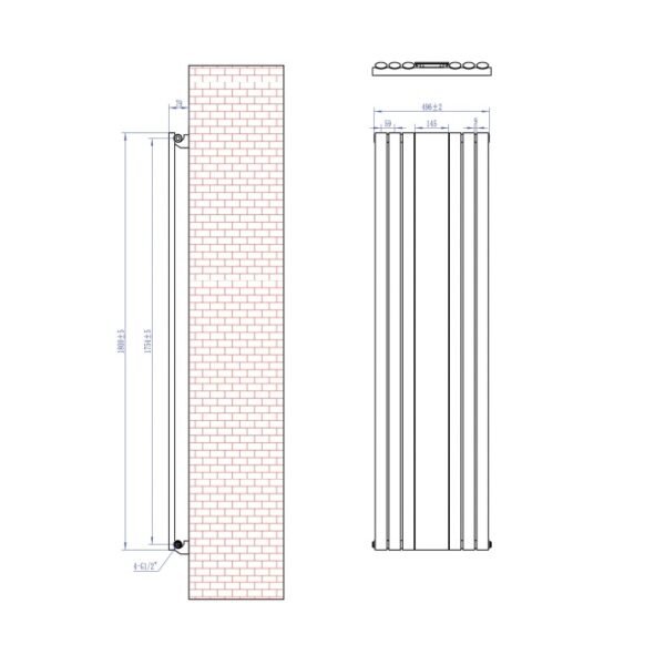 Eastbrook Tunstall Mirror Designer Radiator Matt Anthracite - Image 6