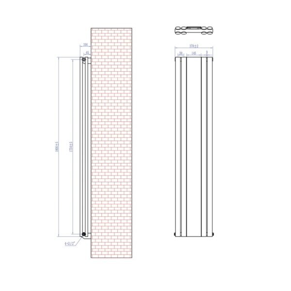 Eastbrook Tunstall Double Mirror Designer Radiator Matt Anthracite - Image 4