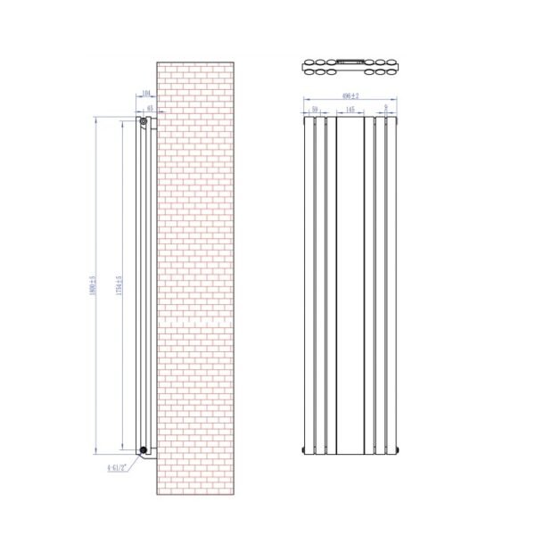 Eastbrook Tunstall Double Mirror Designer Radiator Matt Anthracite - Image 6
