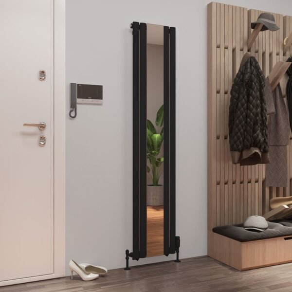 Eastbrook Tunstall Single Designer Mirror Radiator Matt Black - Image 2