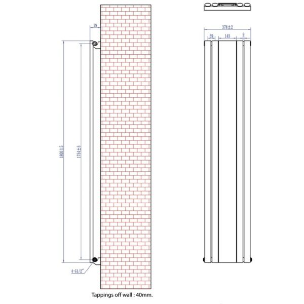 Eastbrook Tunstall Single Designer Mirror Radiator Matt Black - Image 5