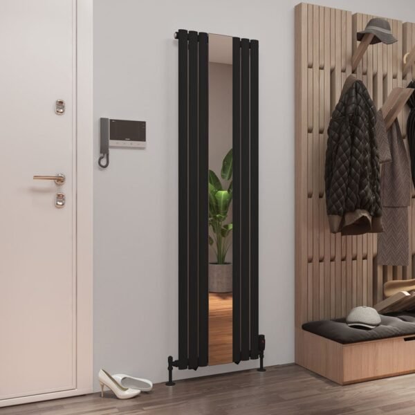 Eastbrook Tunstall Single Designer Mirror Radiator Matt Black - Image 3