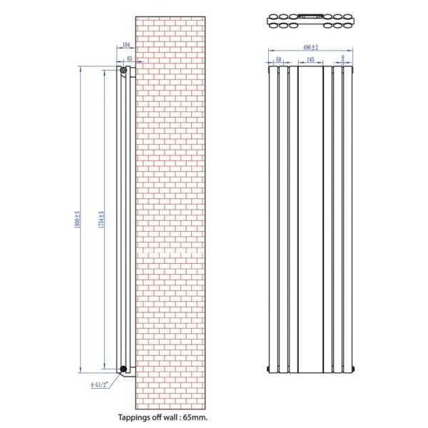 Eastbrook Tunstall Double Designer Mirror Radiator Matt Black - Image 6