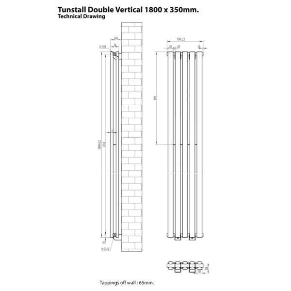 Eastbrook Tunstall Double Designer Radiator Matt Anthracite - Image 12