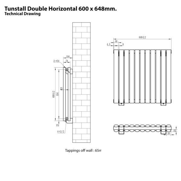 Eastbrook Tunstall Double Designer Radiator Matt Anthracite - Image 10