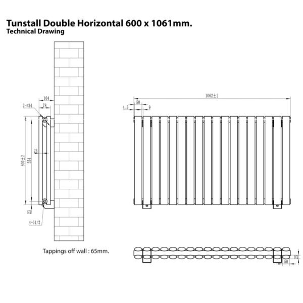 Eastbrook Tunstall Double Designer Radiator Matt Anthracite - Image 11