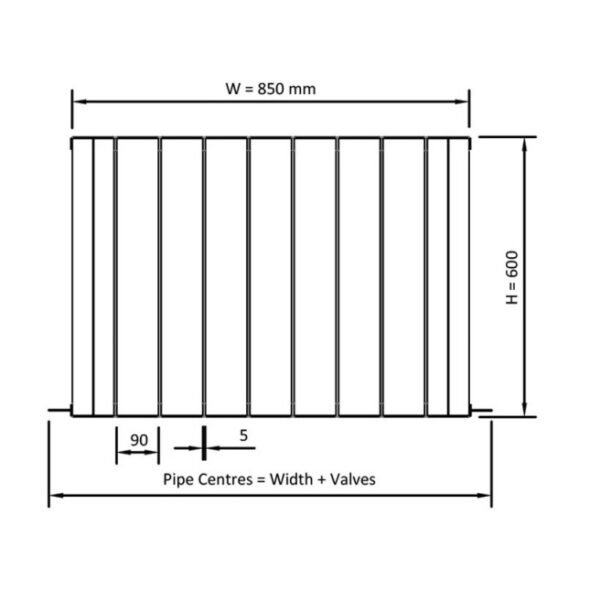 Eastbrook Peretti Aluminium Designer Radiator Matt Black - Image 17