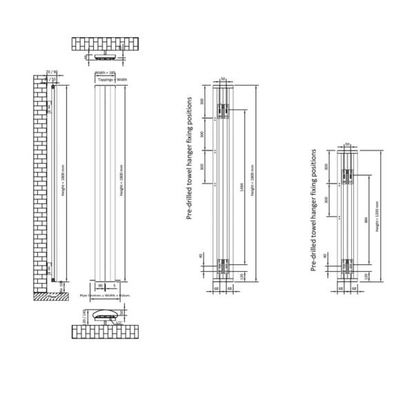 Eastbrook Berlini Aluminium Single Designer Radiator Polished Aluminium - Image 6