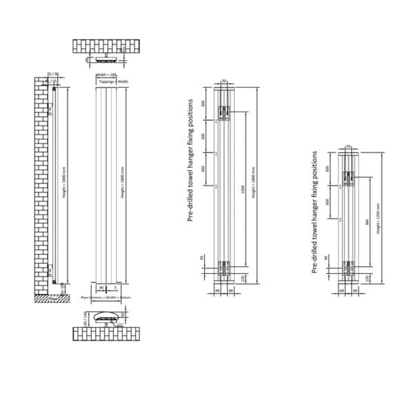 Eastbrook Berlini Aluminium Single Designer Radiator Polished Aluminium - Image 4