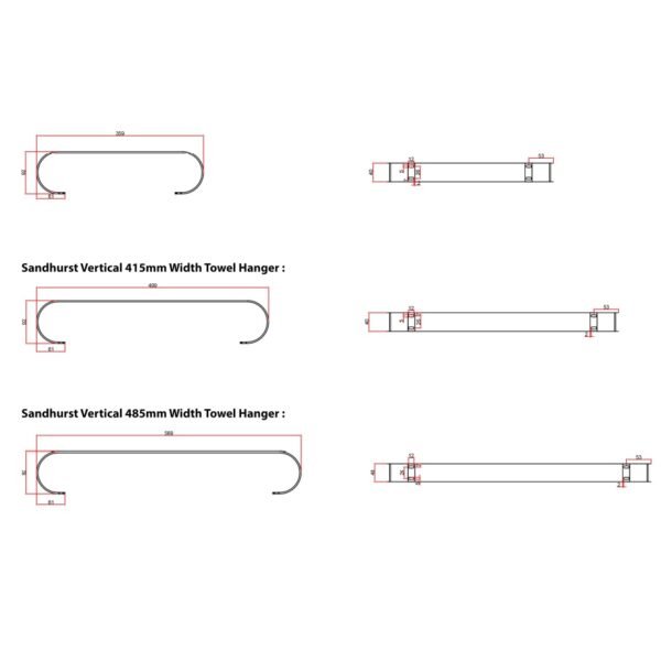 Eastbrook Sandhurst Towel Hanger Matt Anthracite - Image 3
