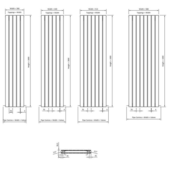 Eastbrook Addington Type 20 Aluminium Designer Radiator Matt Anthracite - Image 19