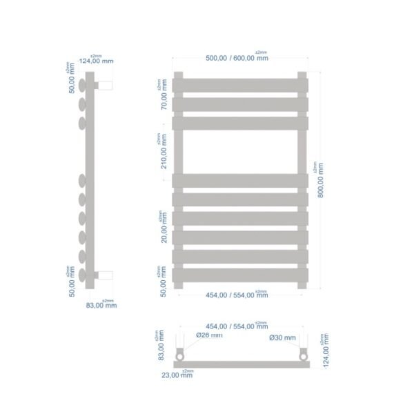 Eastbrook Tunstall Designer Heated Towel Rail Matt White - Image 12