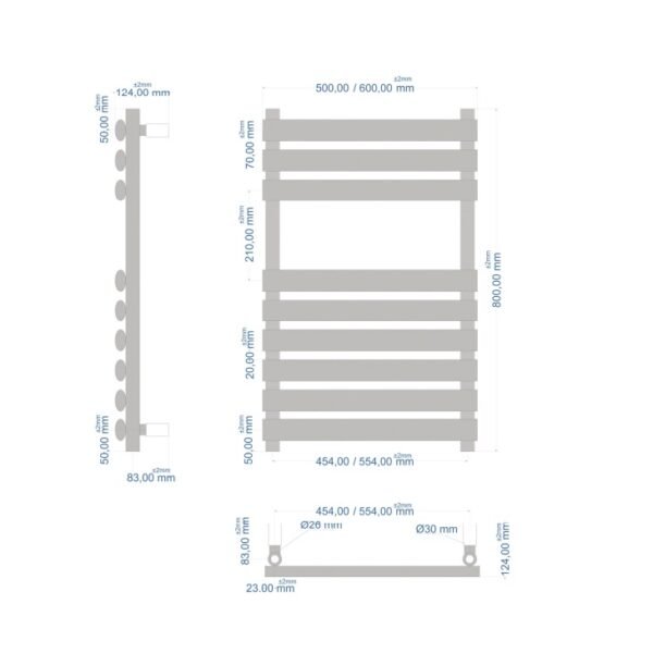 Eastbrook Tunstall Designer Heated Towel Rail Matt White - Image 13