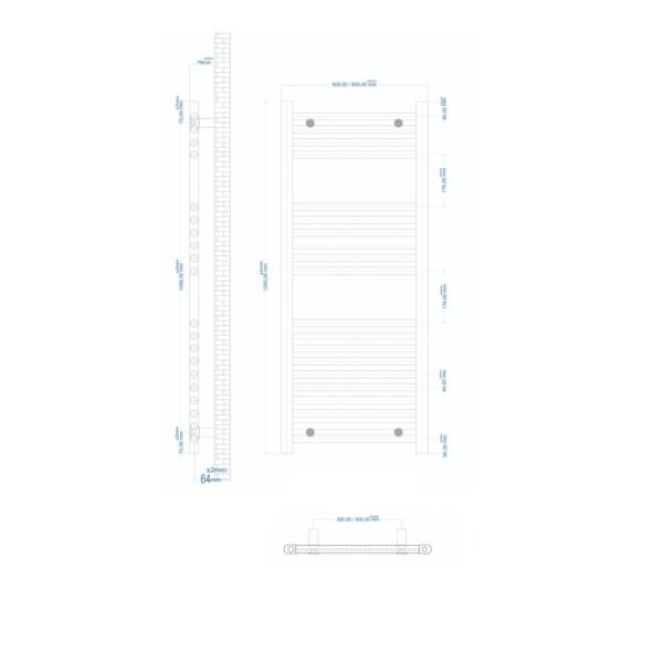Eastbrook Westward Straight Heated Towel Rail Gloss White - Image 23