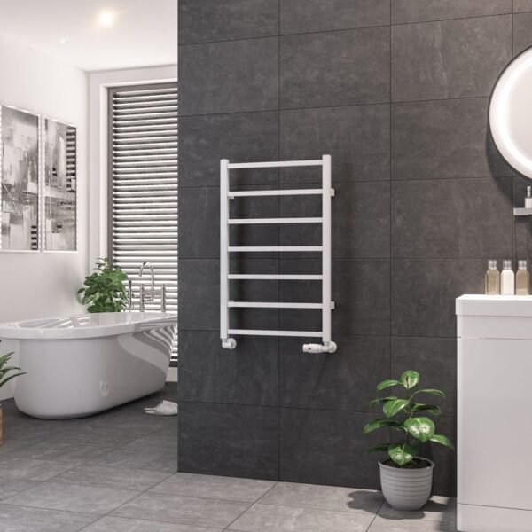 Eastbrook Tuscan Square Straight Heated Towel Rail Gloss White