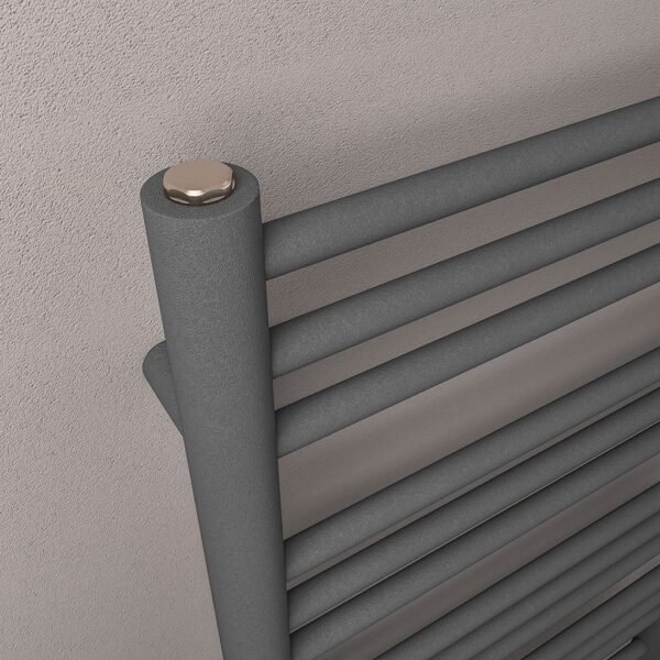 Eastbrook Corinium Round Straight Heated Towel Rail Matt Anthracite - Image 3