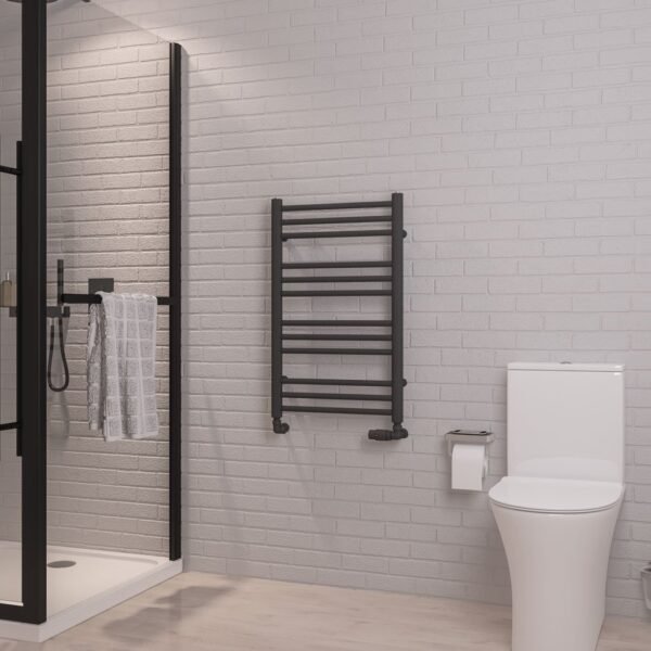 Eastbrook Corinium Round Straight Heated Towel Rail Matt Anthracite