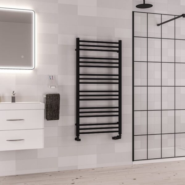 Eastbrook Corinium Round Straight Heated Towel Rail Matt Black - Image 7