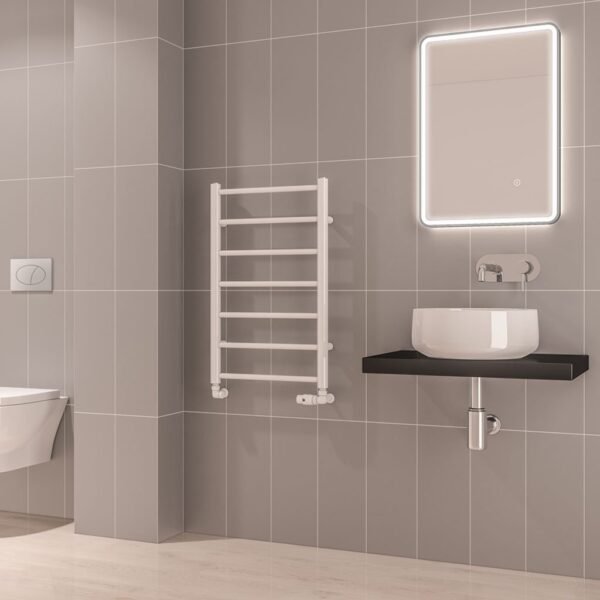Eastbrook Tuscan Round Straight Heated Towel Rail Gloss White