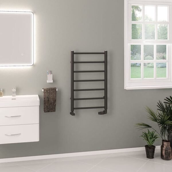Eastbrook Tuscan Round Straight Heated Towel Rail Matt Anthracite