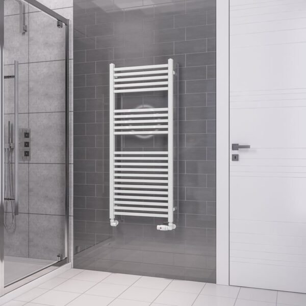 Eastbrook Tuscan Square Multirail Straight Heated Towel Rail Gloss White - Image 4