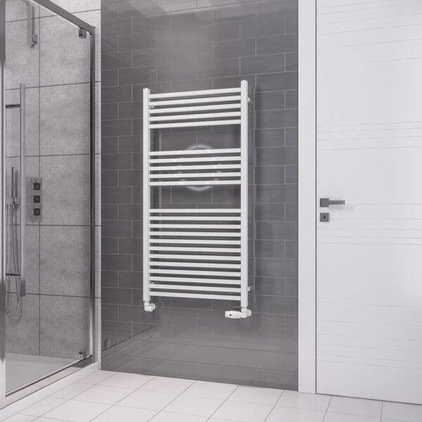 Eastbrook Tuscan Square Multirail Straight Heated Towel Rail Gloss White - Image 5