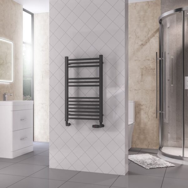 Eastbrook Rion Straight Heated Towel Rail Matt Anthracite - Image 2