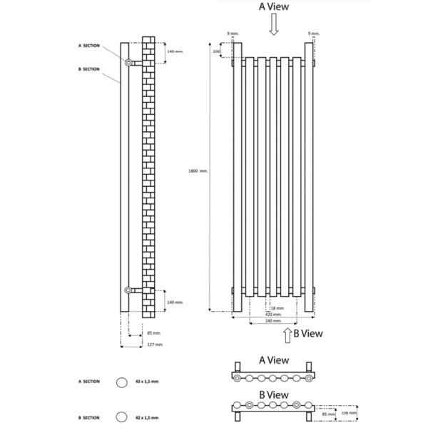 Eastbrook Lambourne Single Designer Radiator Matt Anthracite - Image 18