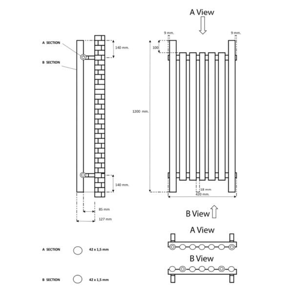 Eastbrook Lambourne Single Designer Radiator Matt Anthracite - Image 15