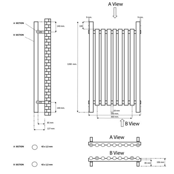 Eastbrook Lambourne Single Designer Radiator Matt Anthracite - Image 16
