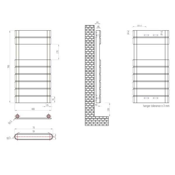 Eastbrook Addington Type 10 Designer Heated Towel Rail Matt Anthracite - Image 5