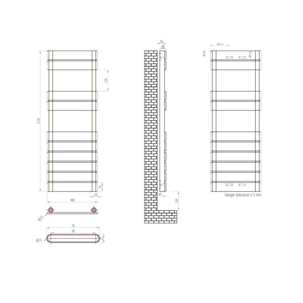Eastbrook Addington Type 10 Designer Heated Towel Rail Matt Anthracite - Image 15