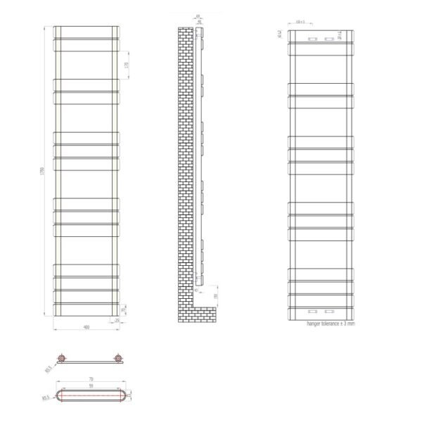 Eastbrook Addington Type 10 Designer Heated Towel Rail Matt Anthracite - Image 18