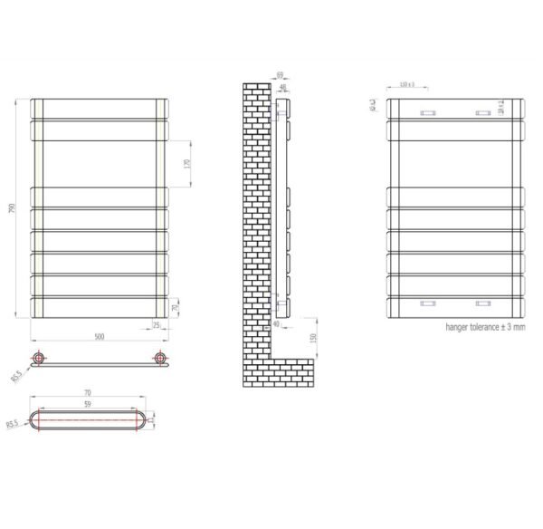 Eastbrook Addington Type 10 Designer Heated Towel Rail Matt Anthracite - Image 13