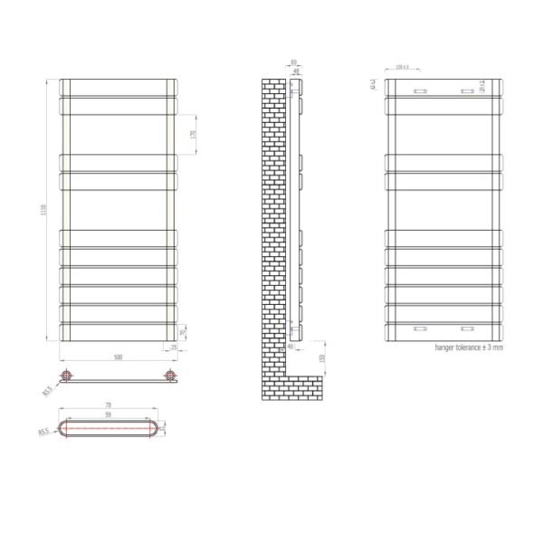 Eastbrook Addington Type 10 Designer Heated Towel Rail Matt Anthracite - Image 16