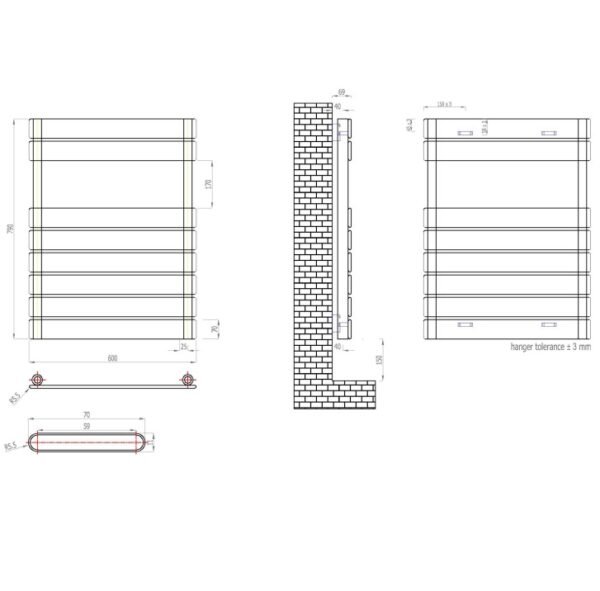 Eastbrook Addington Type 10 Designer Heated Towel Rail Matt Anthracite - Image 14