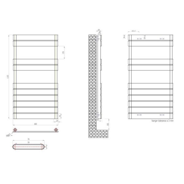 Eastbrook Addington Type 10 Designer Heated Towel Rail Matt Anthracite - Image 17
