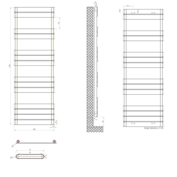 Eastbrook Addington Type 10 Designer Heated Towel Rail Matt Anthracite - Image 20