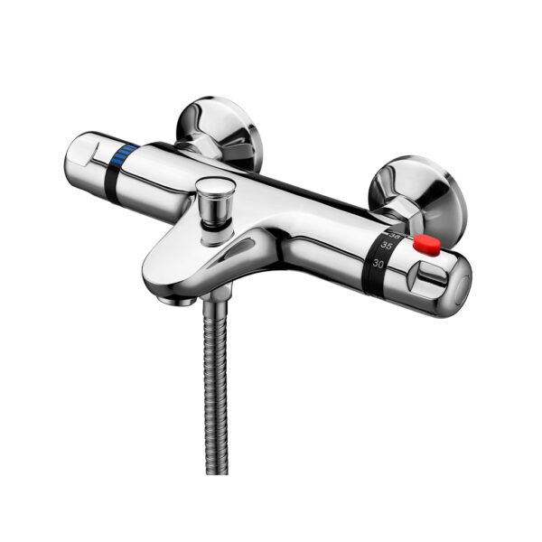 Eastbrook Biava Wall Mounted Thermostatic Bath Shower Mixer Tap Chrome