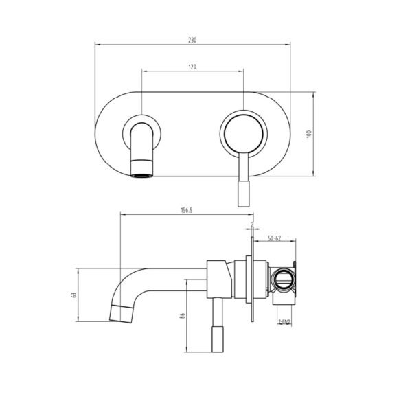 Eastbrook Tec Wall Mounted Basin/Bath Filler Tap Chrome - Image 2