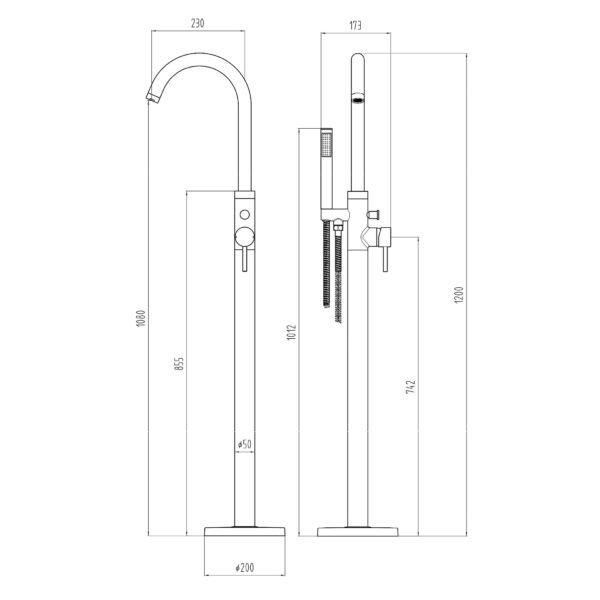 Eastbrook Floorstanding Manual Mono Bath Shower Mixer Tap Chrome - Image 2