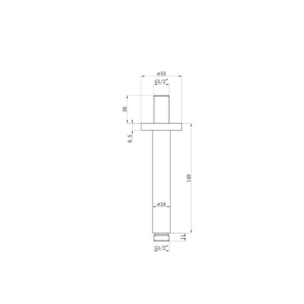 Eastbrook Round Ceiling Shower Arm 160mm Long Matt Smooth Black - Image 2