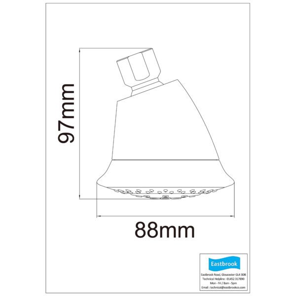 Eastbrook Type 10 Round Wall Mounted Shower Head Chrome - Image 2