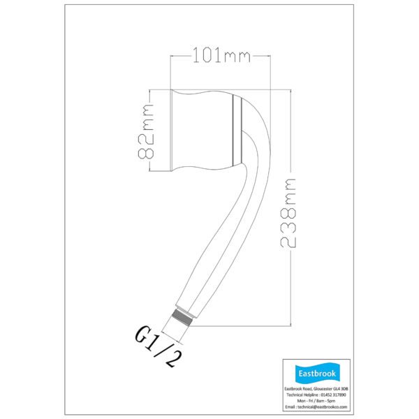 Eastbrook Type 85 Shower Handset With Full Spray Single Function Chrome - Image 2