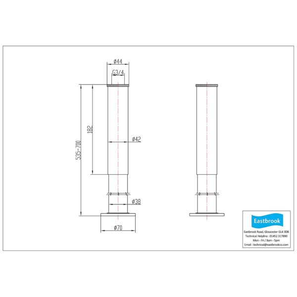 Eastbrook Adjustable Stand Pipes For Concealing Water Supply Pipes Chrome - Image 2