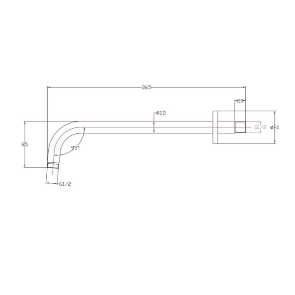 Eastbrook Round Wall Mounted Shower Arm 365mm Long Chrome - Image 2